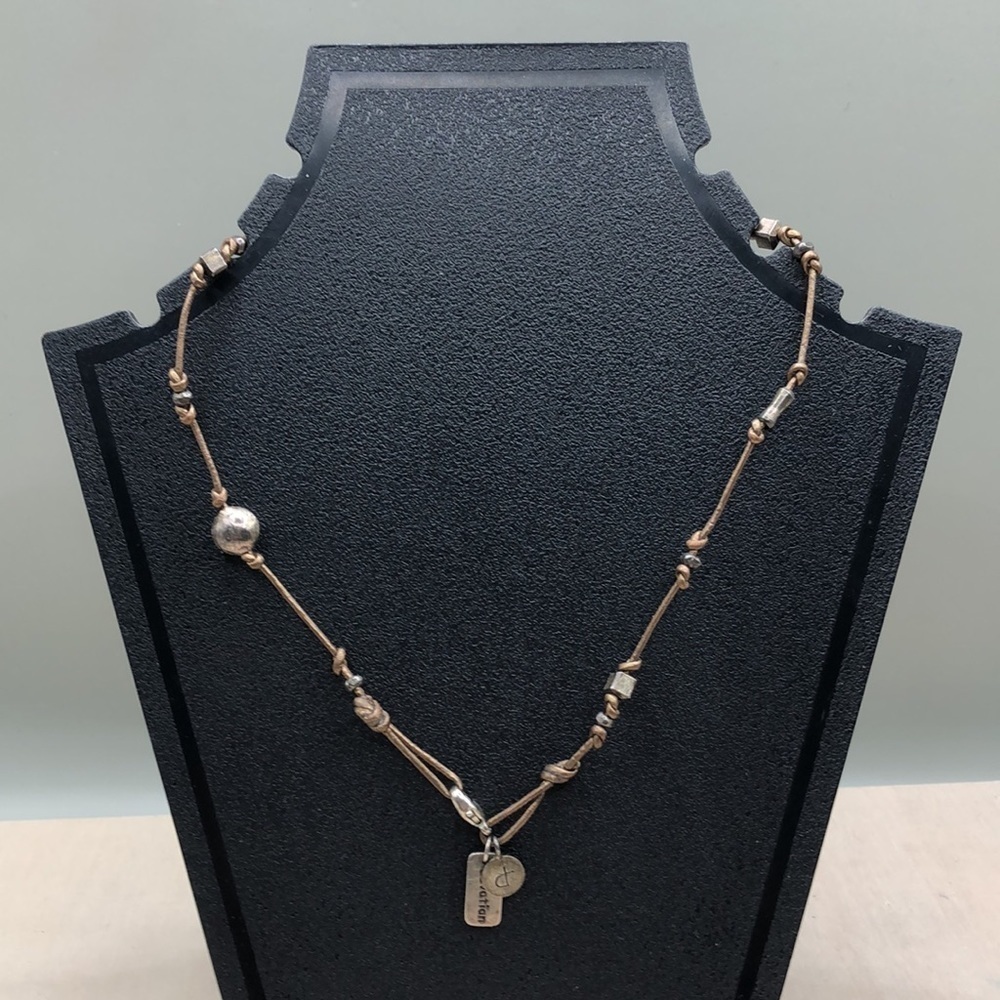 Leather and sterling silver"devotion" collar choker necklace rustic style.
